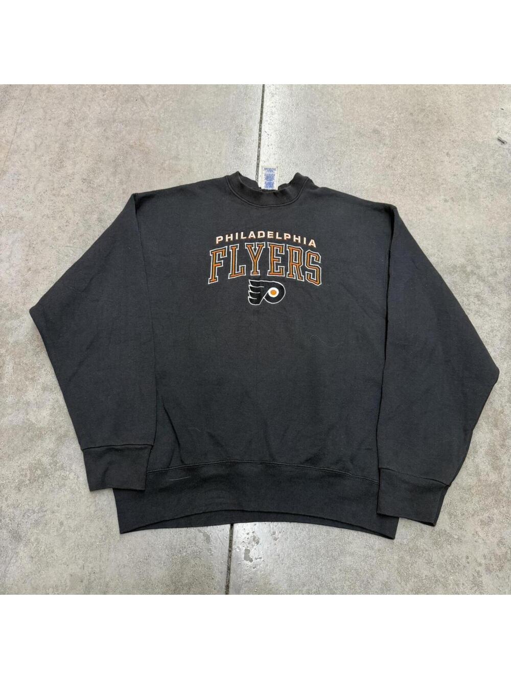 vintage philadelphia flyers pro player made in usa faded black crewneck size xl